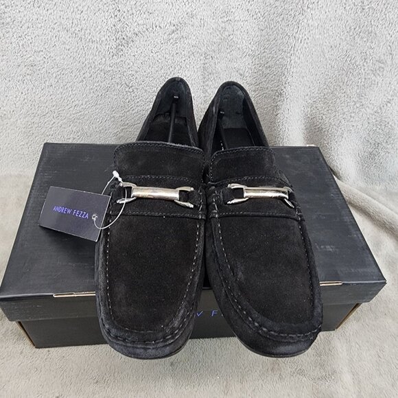Andrew Fezza Shoes Mens Size 8 Black Slip On Loafers *NWT*
